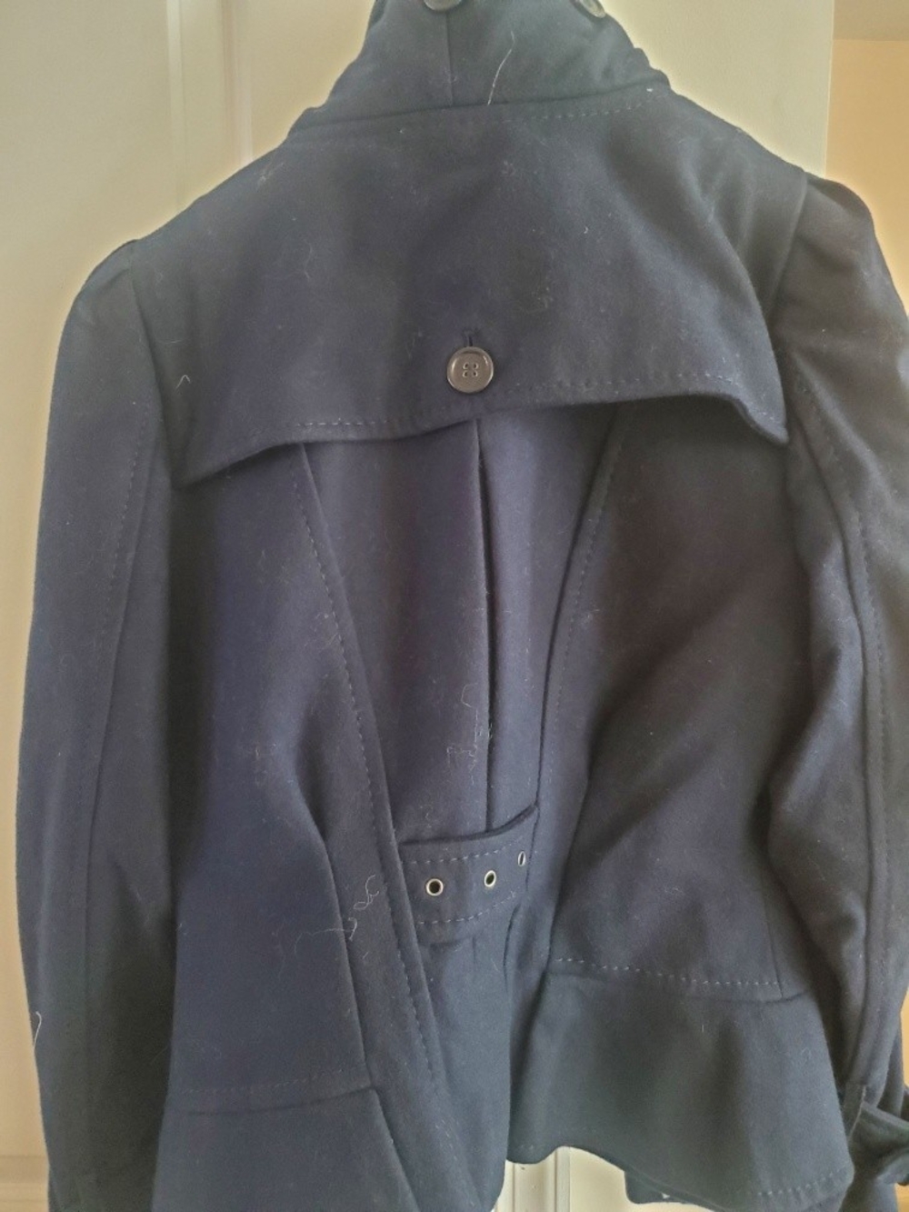 Women Navy Wool Blend Peacoat Jacket BCBG